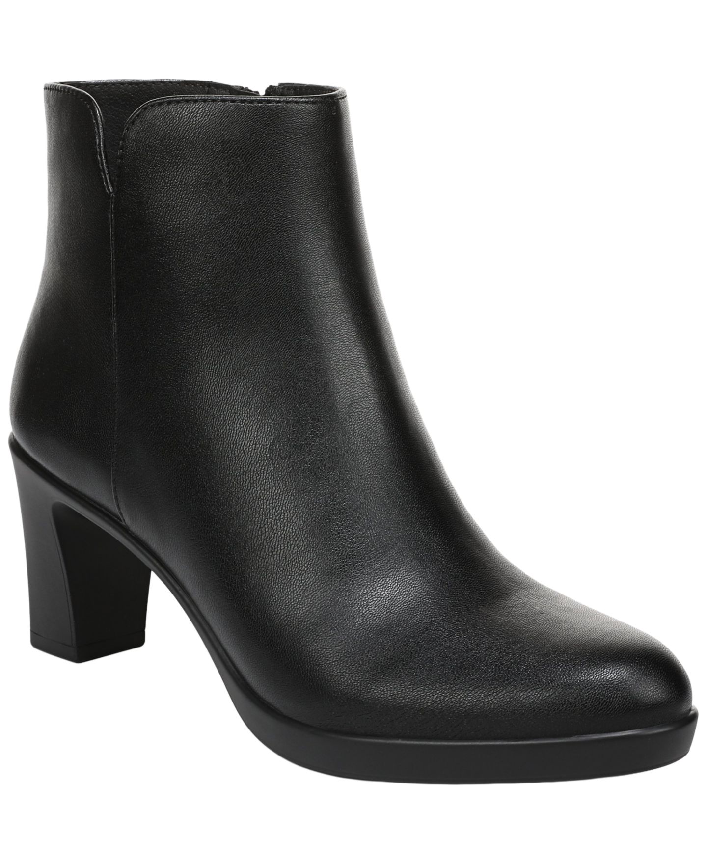 Женские ботинки LifeStride Eloise Zip Short Block Heel Booties, цвет: Чёрная искусственная кожа — фото 1