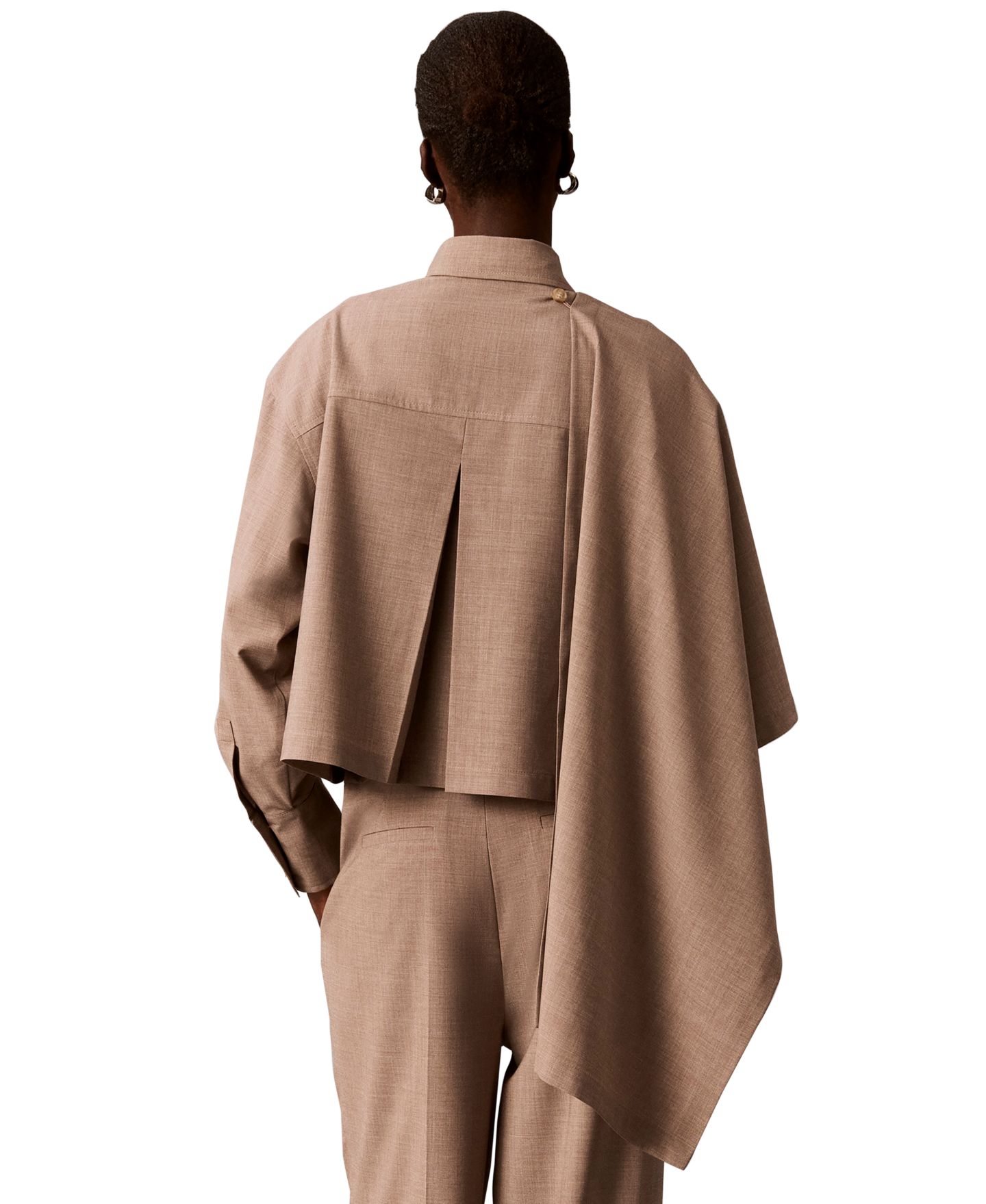 Женская блузка Calvin Klein Long-Sleeve Point-Collar Scarf-Draped Front Blouse, цвет: Железный меланжевый — фото 12