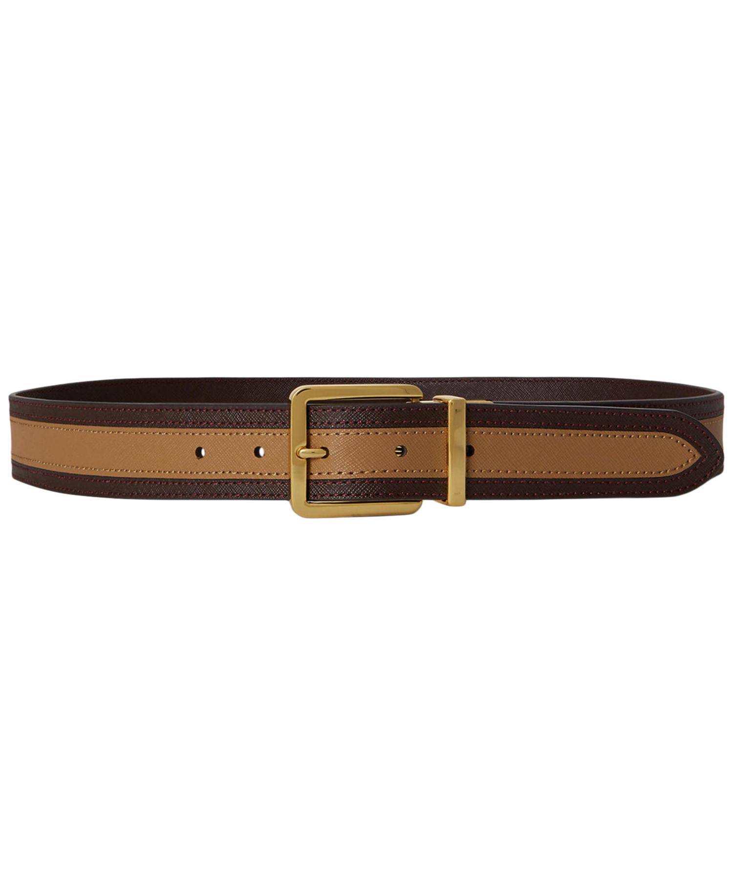 Two-Tone Reversible Crosshatch Leather Belt