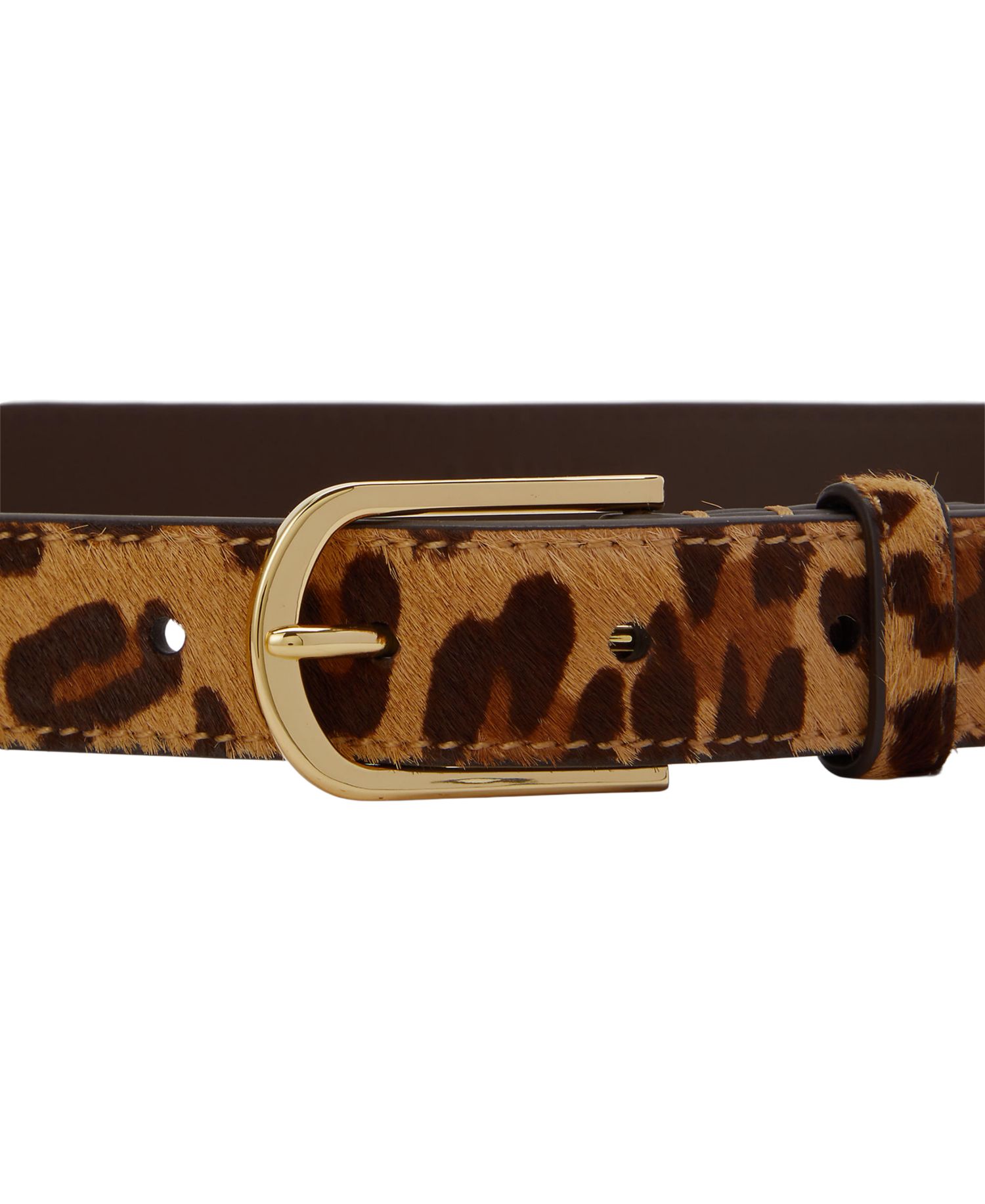 Leopard Print Leather Skinny Belt