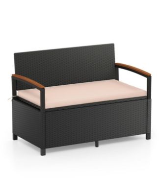 46-Gallon Outdoor Storage Bench Deck Box Patio Furniture with Cushion