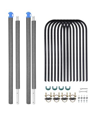 2 Pack Trampoline Enclosure Poles w/ Caps and 8 Pack 11" U Shaped Ground Anchors Kit