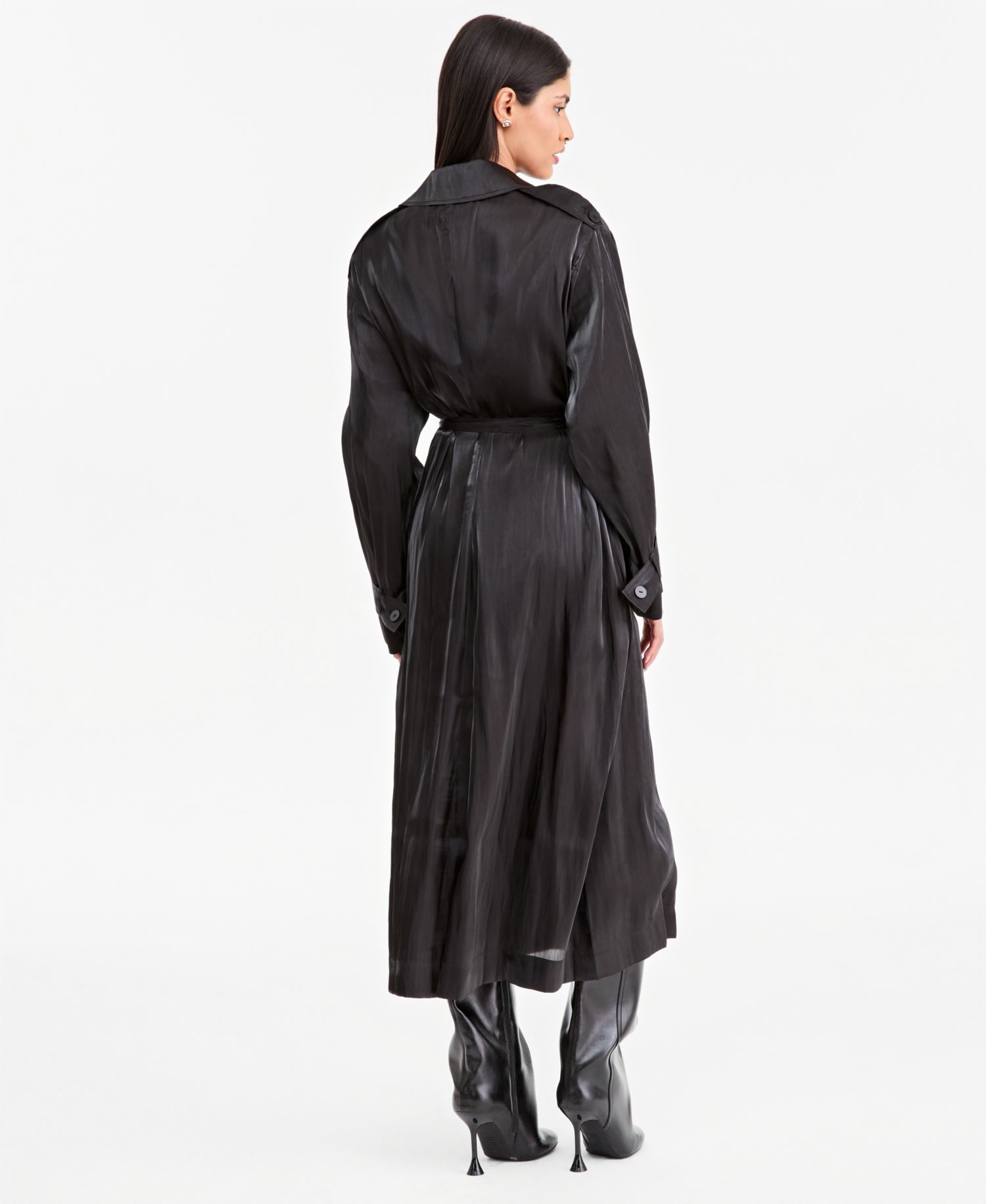 Women's Sheer Organza Double-Breasted Trench Coat