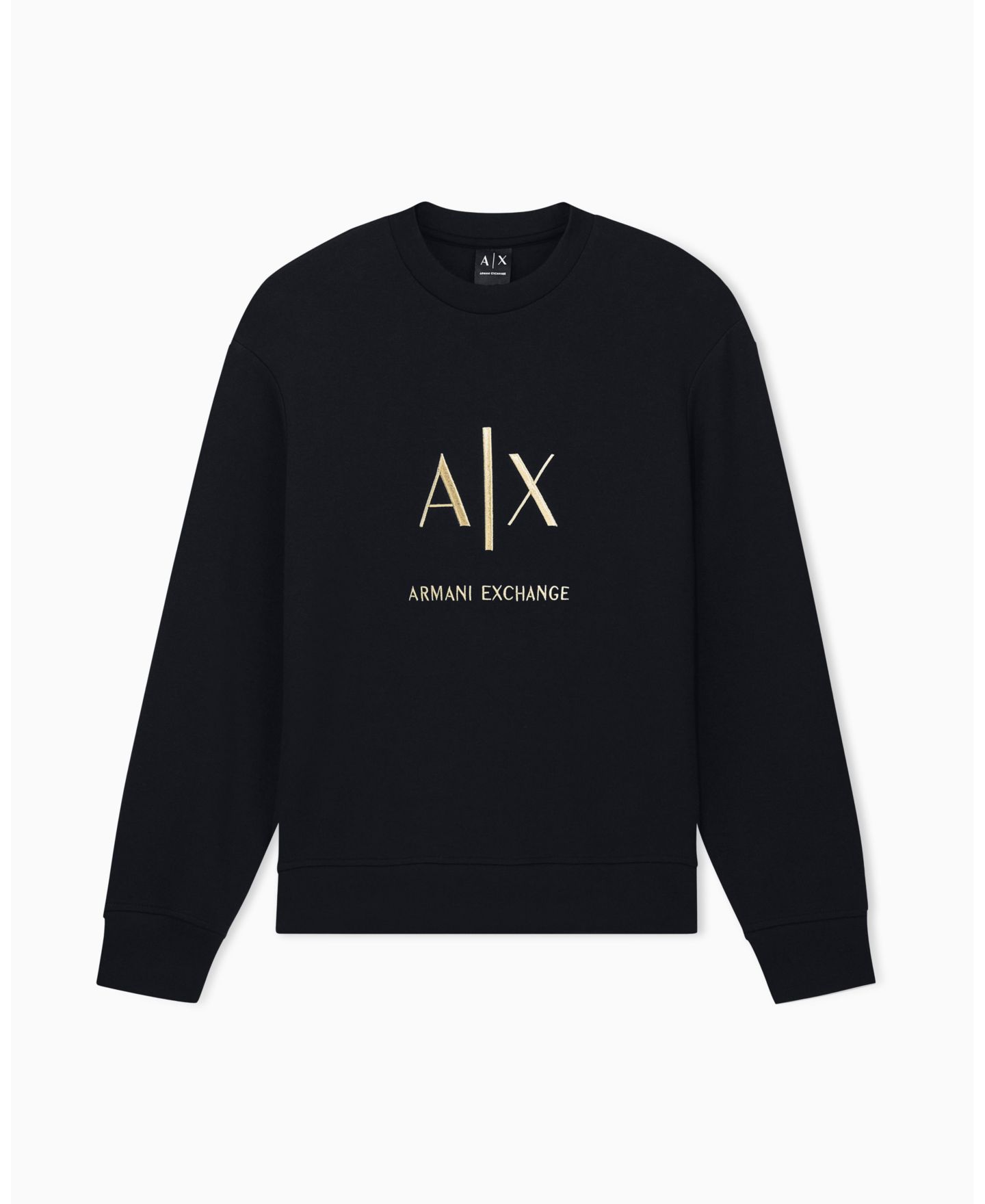 Мужской свитшот A|X Armani Exchange Black And Gold Bonded Cotton Crewneck, цвет: Чёрный — фото 2