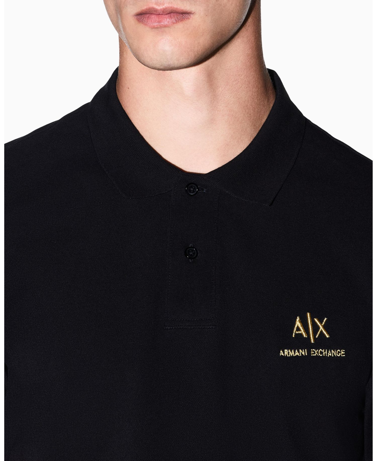 Men's Black And Gold Short Sleeves Pique Polo Shirt