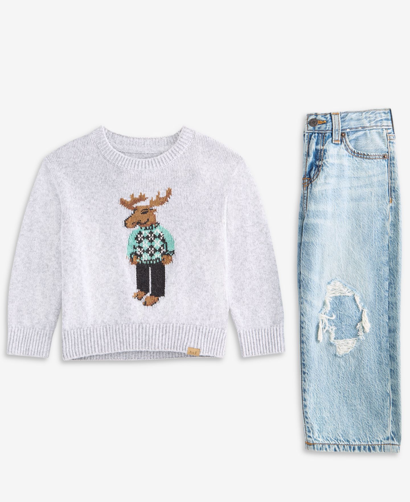 Свитер abercrombie kids Moose Graphic Sweater для мальчиков-малышей, цвет: High Rise — фото 5