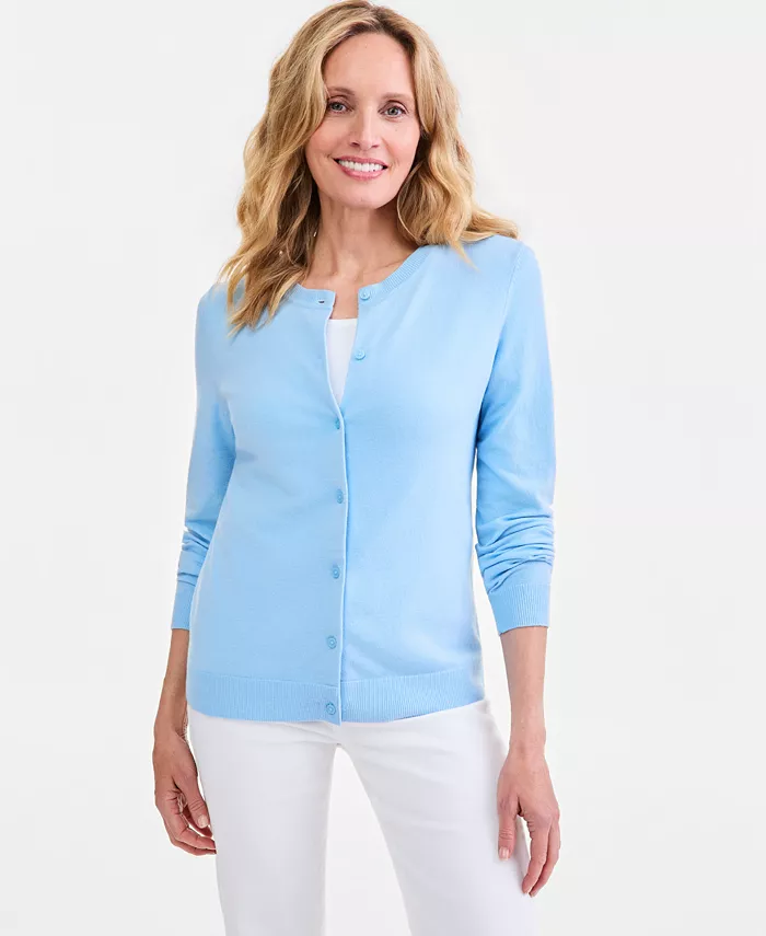 Women's Crewneck Button-Down Cardigan Sweater - thumbnail 6