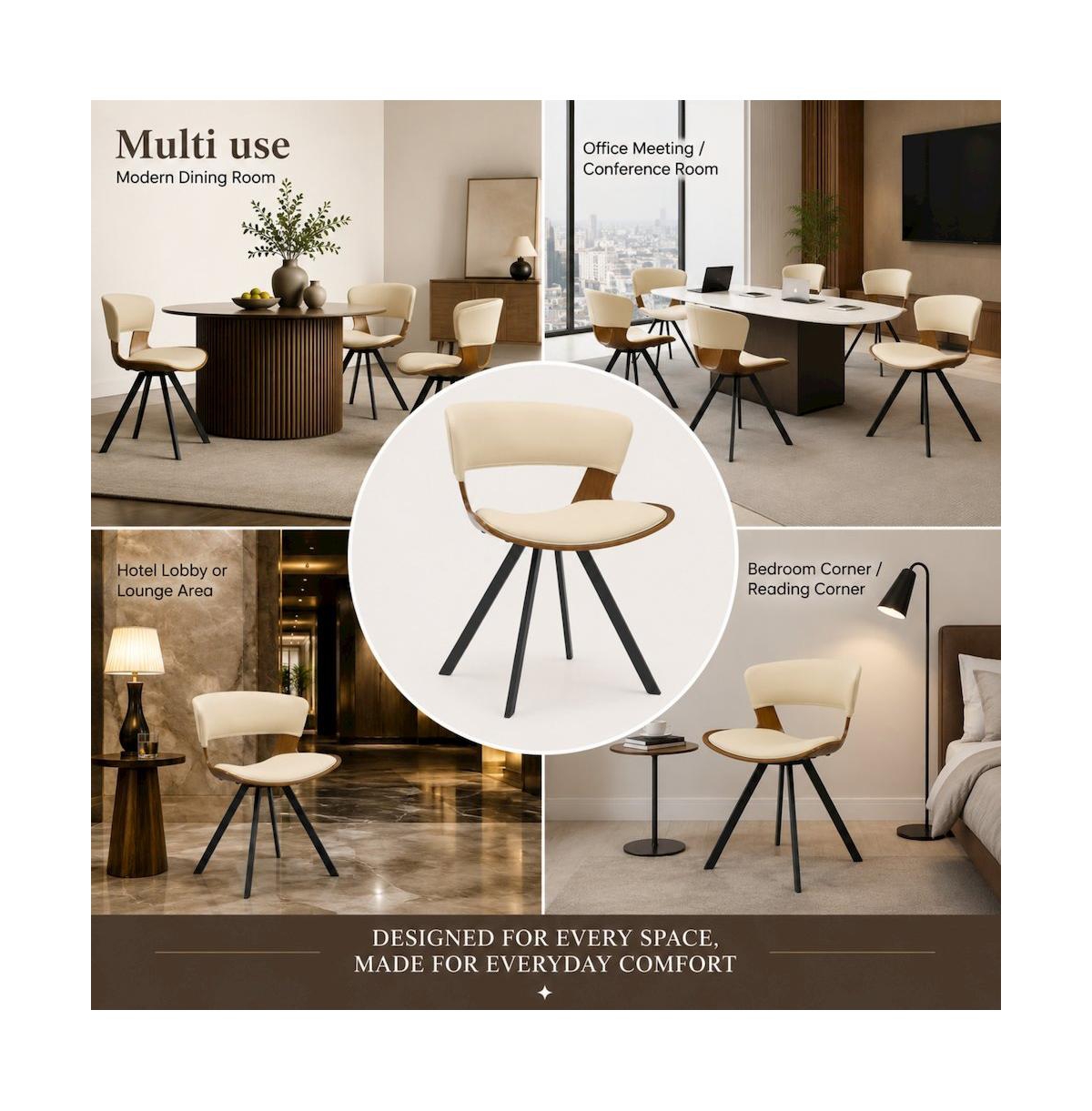 LeisureMod Murray Modern Dining Chair, Set of 2