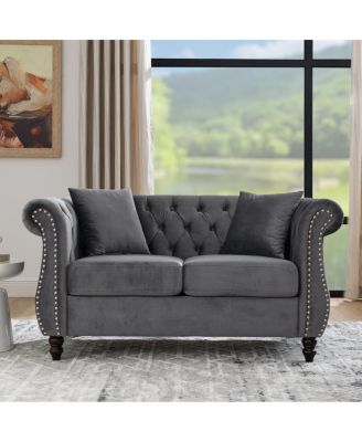 Streamdale Velvet Chesterfield 2-Seater Sofa with Tufted Rolled Arms