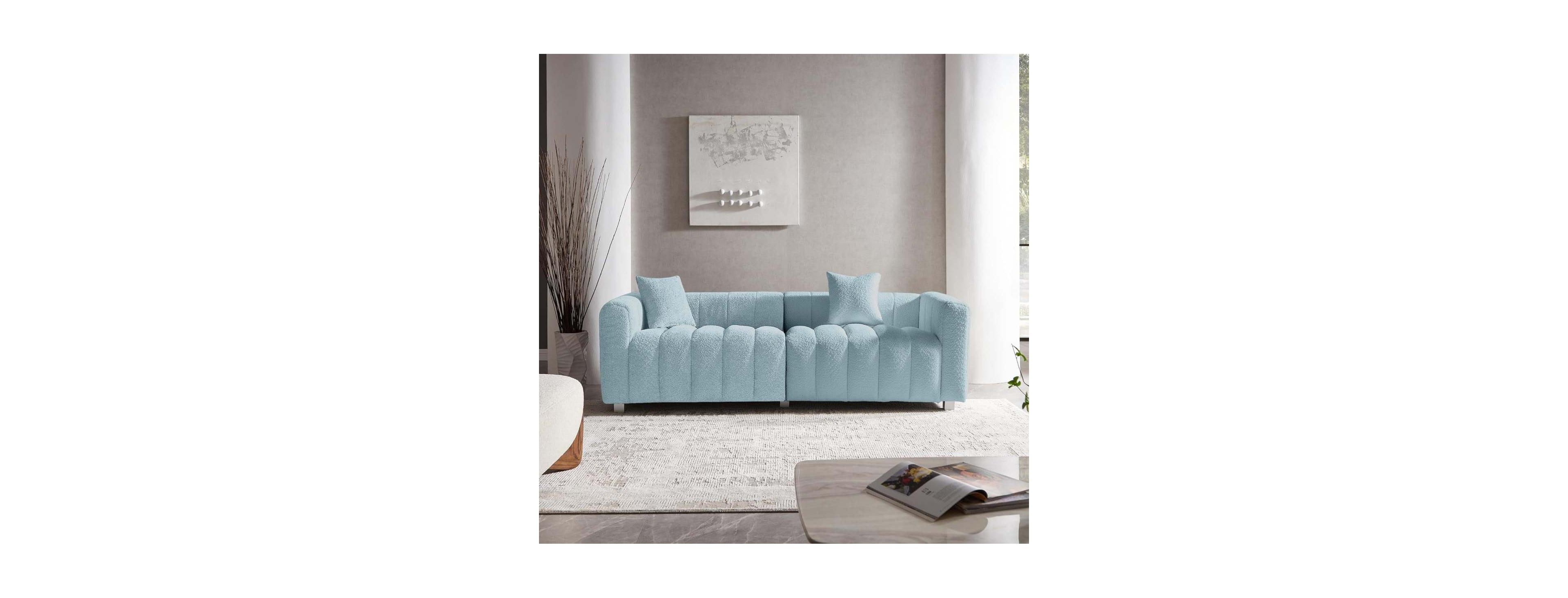 Streamdale Furniture Premium Velvet 3-Seater Sofa with Metal Legs and 2 Pillows