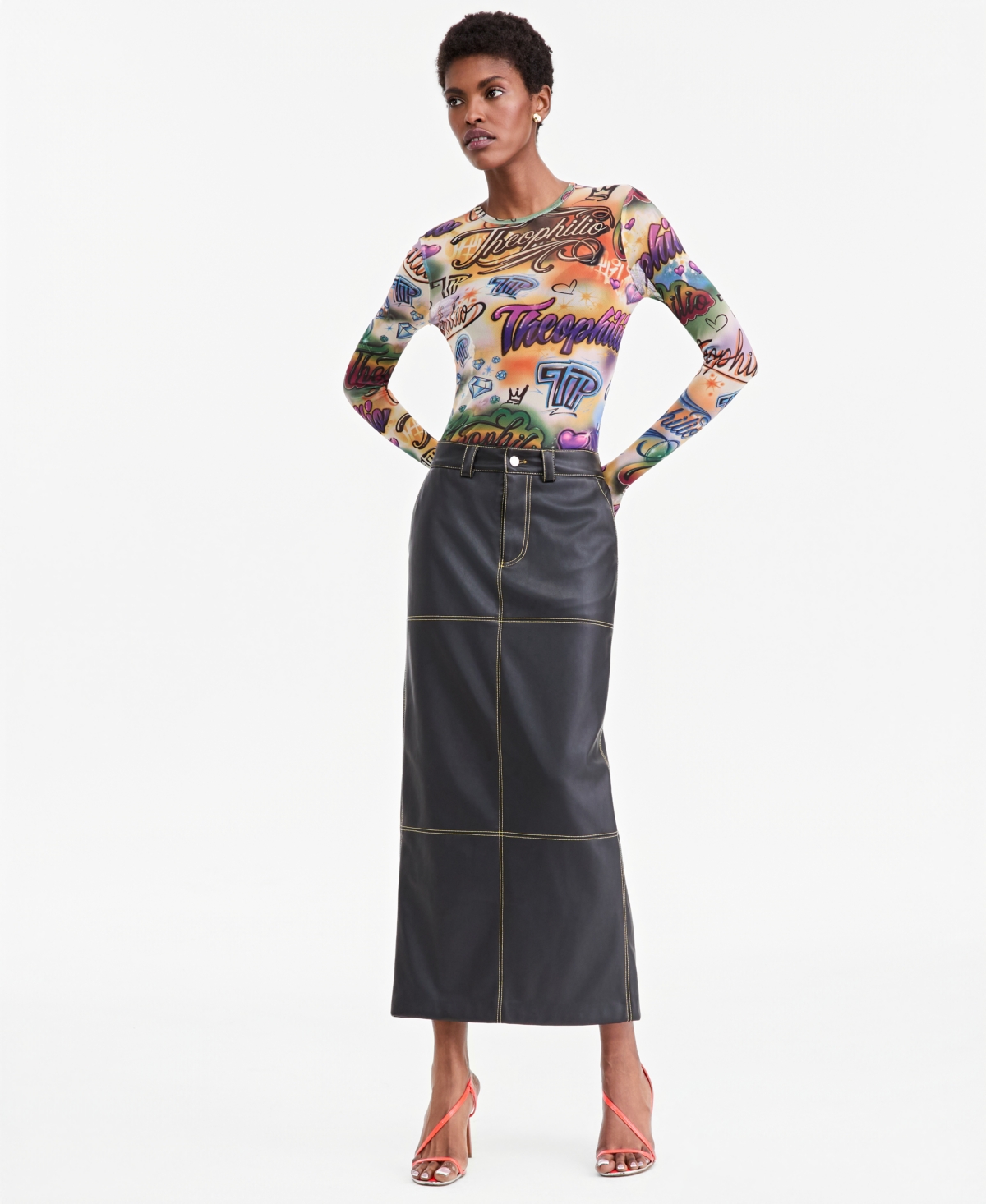 Theophilio X Macy's Women's Sheer-Mesh Long-Sleeve Top, Exclusive