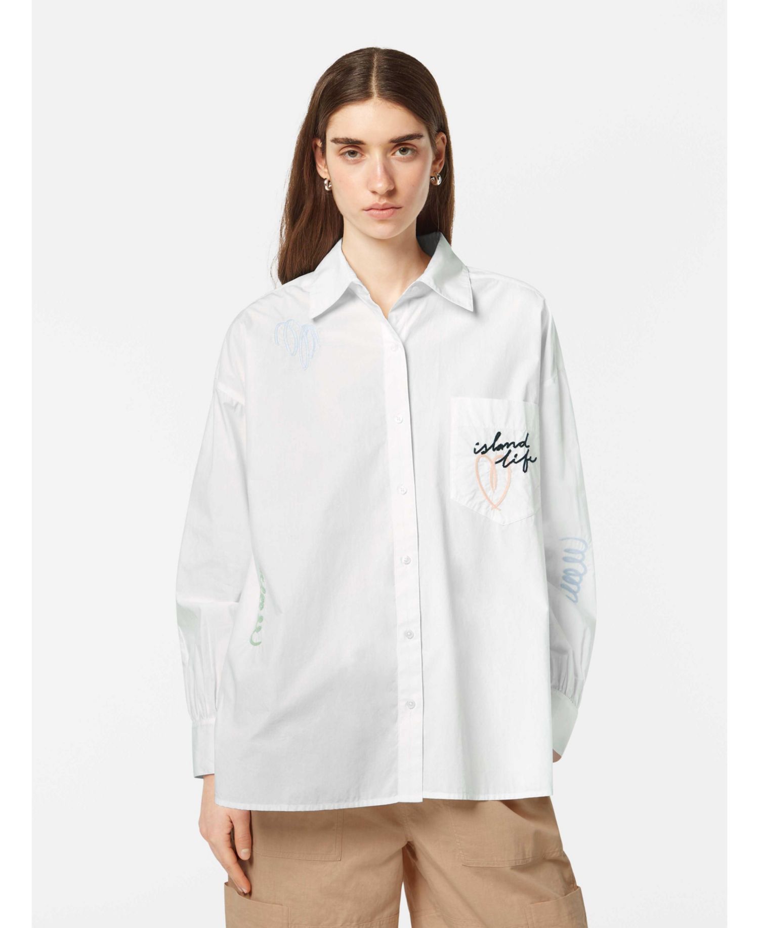 Women's Embroidered Poplin Shirt,