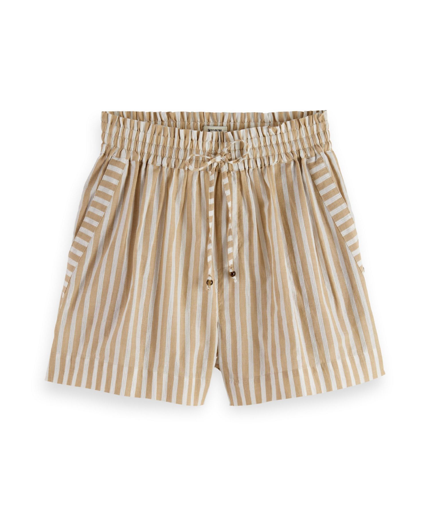 Women's High Rise Lurex Stripe Printed Short
