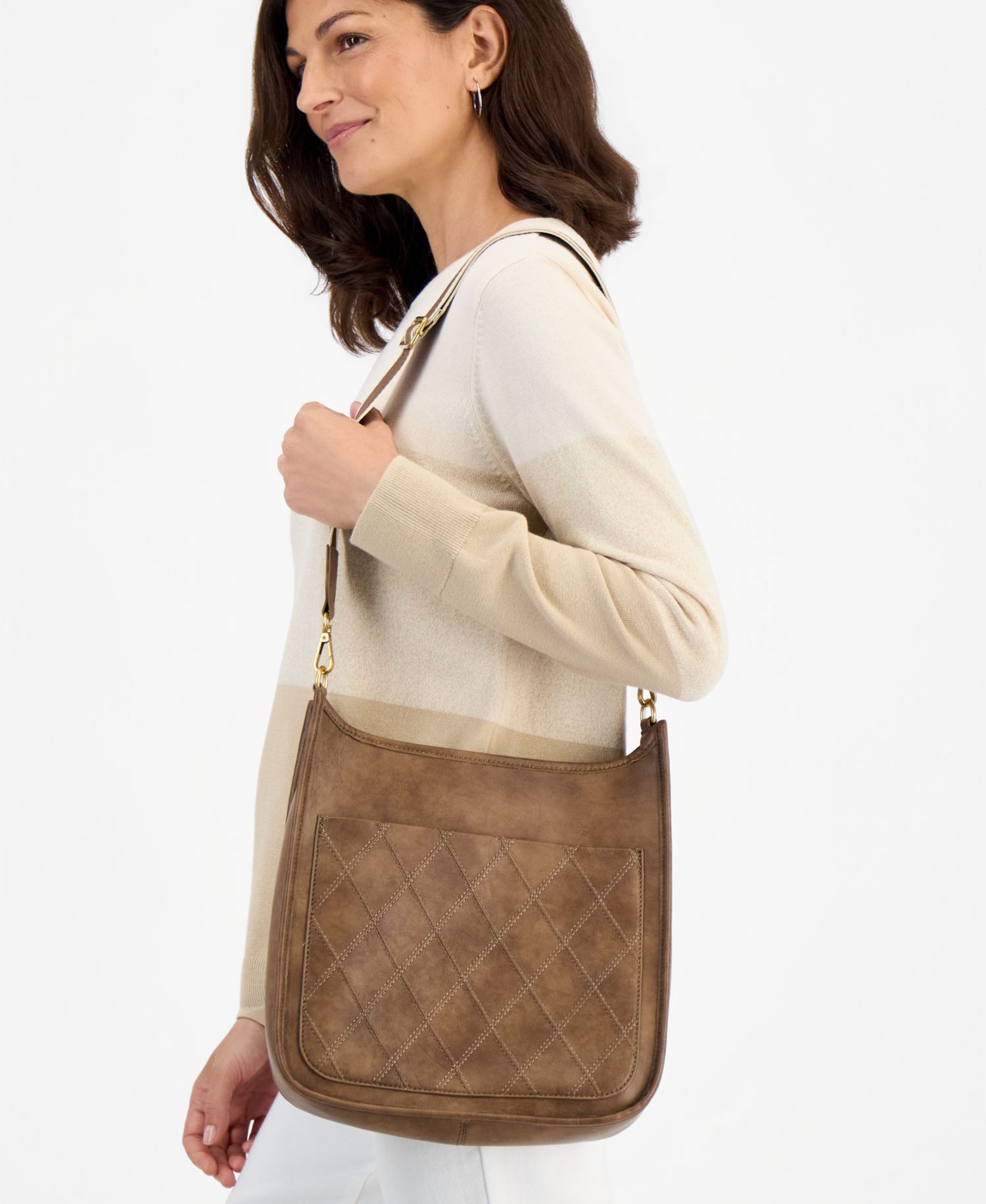 Diamond Quilted Dip Crossbody Bag