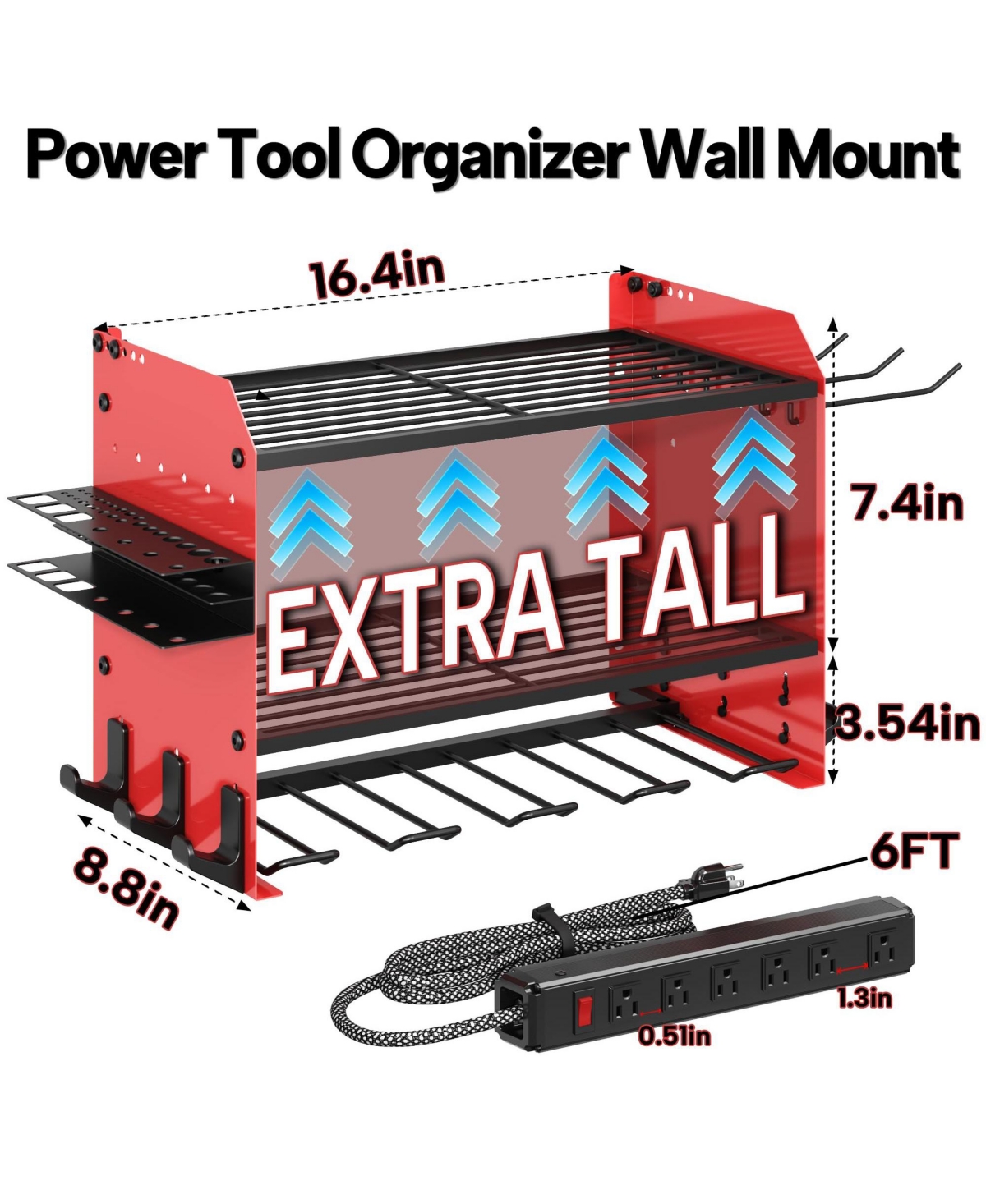 Xdovet Power Tool Organizer Wall Mount Charging Station Metal Rack Drill Holder Hook Bit Garage Workshop