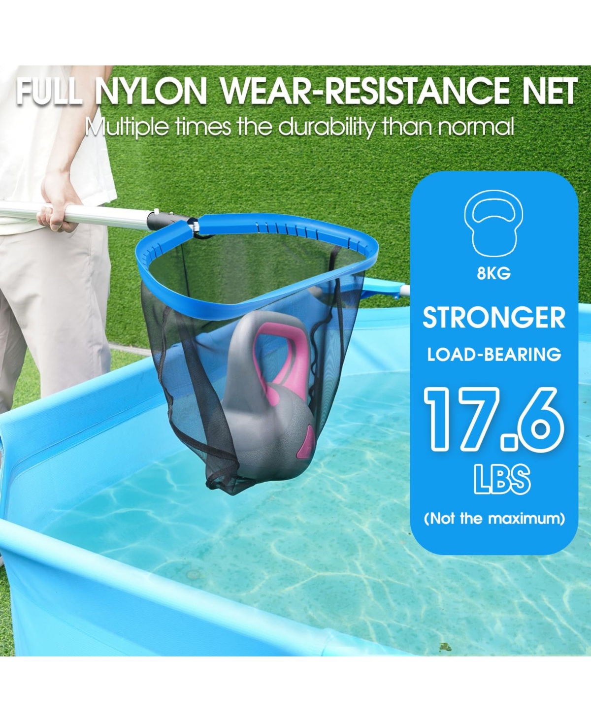 Xdovet Pool Skimmer Net Leaf Rake Aluminum Frame Mesh Bag