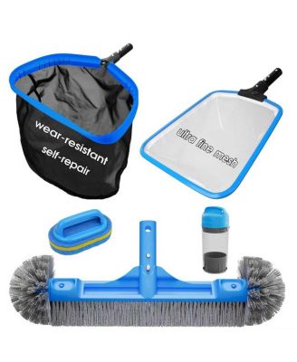 Pool Cleaning Kit Skimmer Net Brush Chlorine Floater Scrubber