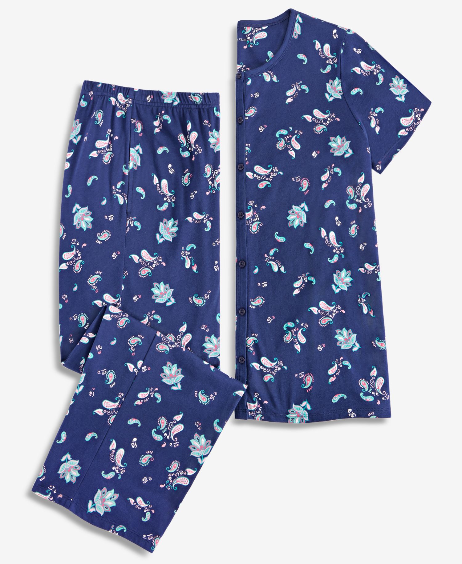 Women's 2-Piece Cotton Printed Cropped Pajama set