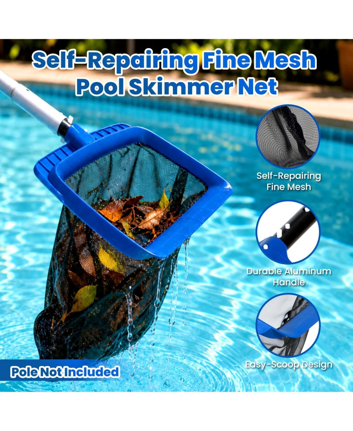 Xdovet Pool Skimmer Brush Net Kit Inground Above Ground Pole Compatible