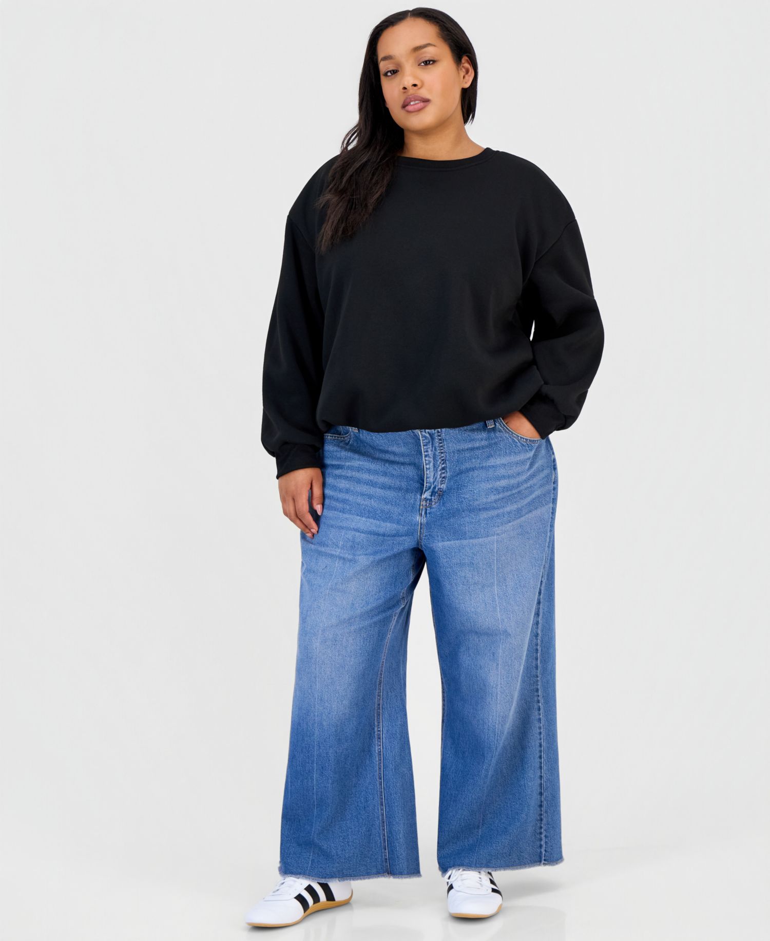 Trendy Plus Size Bubble-Hem Sweatshirt