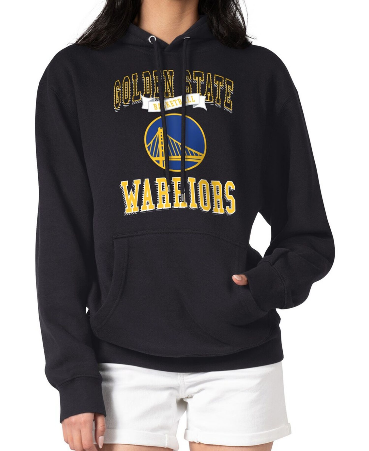 Women's Black Golden State Warriors Graphic Fleece Pullover Hoodie