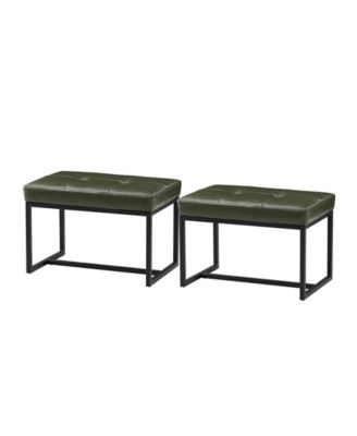 Modern Thick Leatherette Accent Stool, Set of 2
