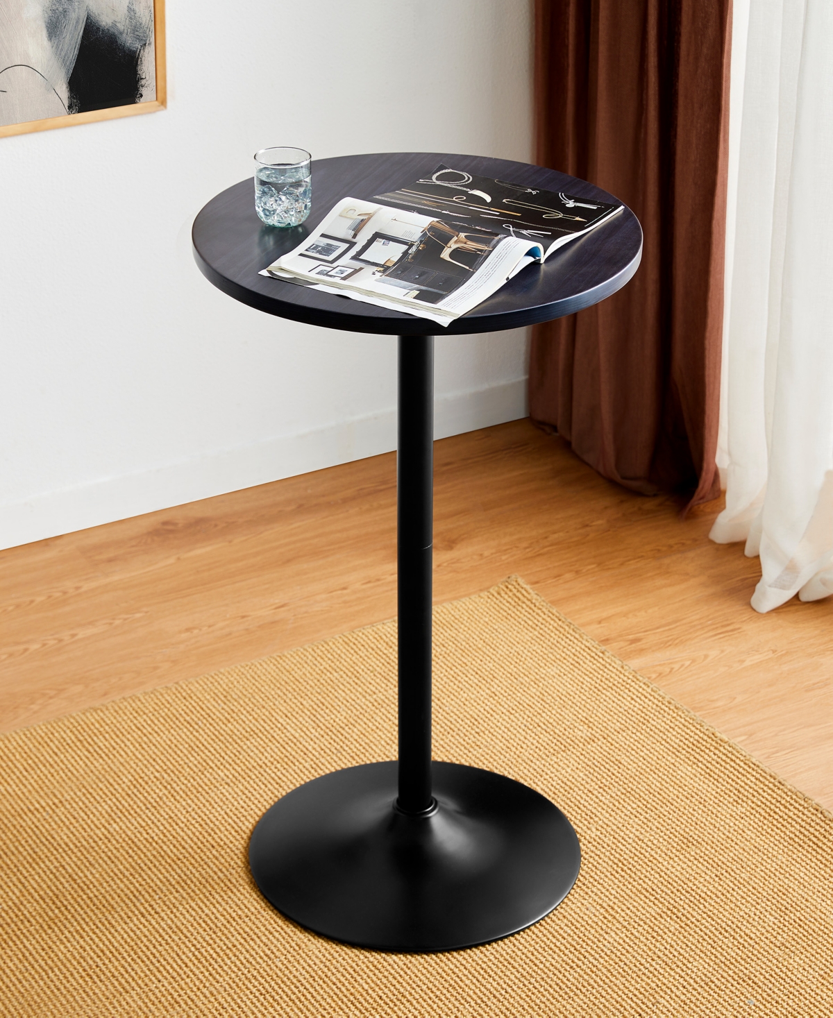 Glitzhome Modern 39.5" Metal Round Bar Table