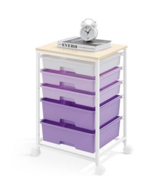 Rolling Utility Storage Cart with Wooden Top