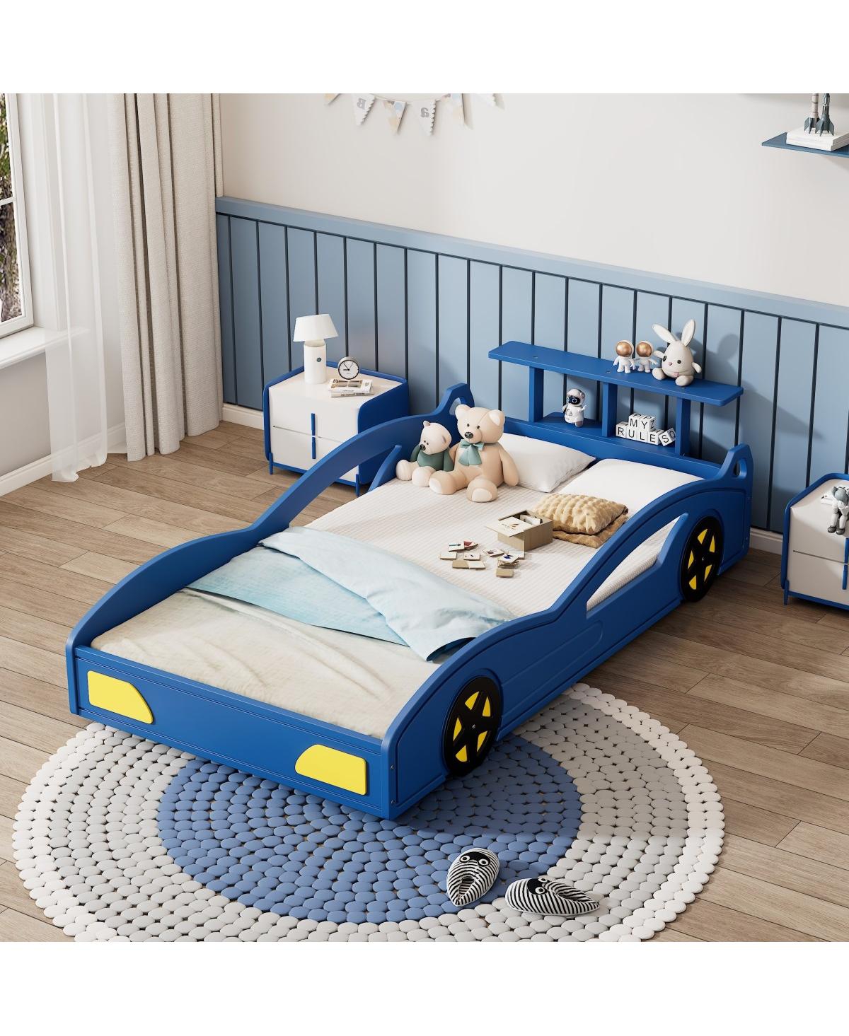 Streamdale Furniture Wooden Race Car Twin Bed with Wheels
