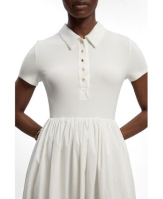 karen millen white pleated shirt dress Ivory Jersey And Georgette Mix Pleated Maxi Shirt Dress