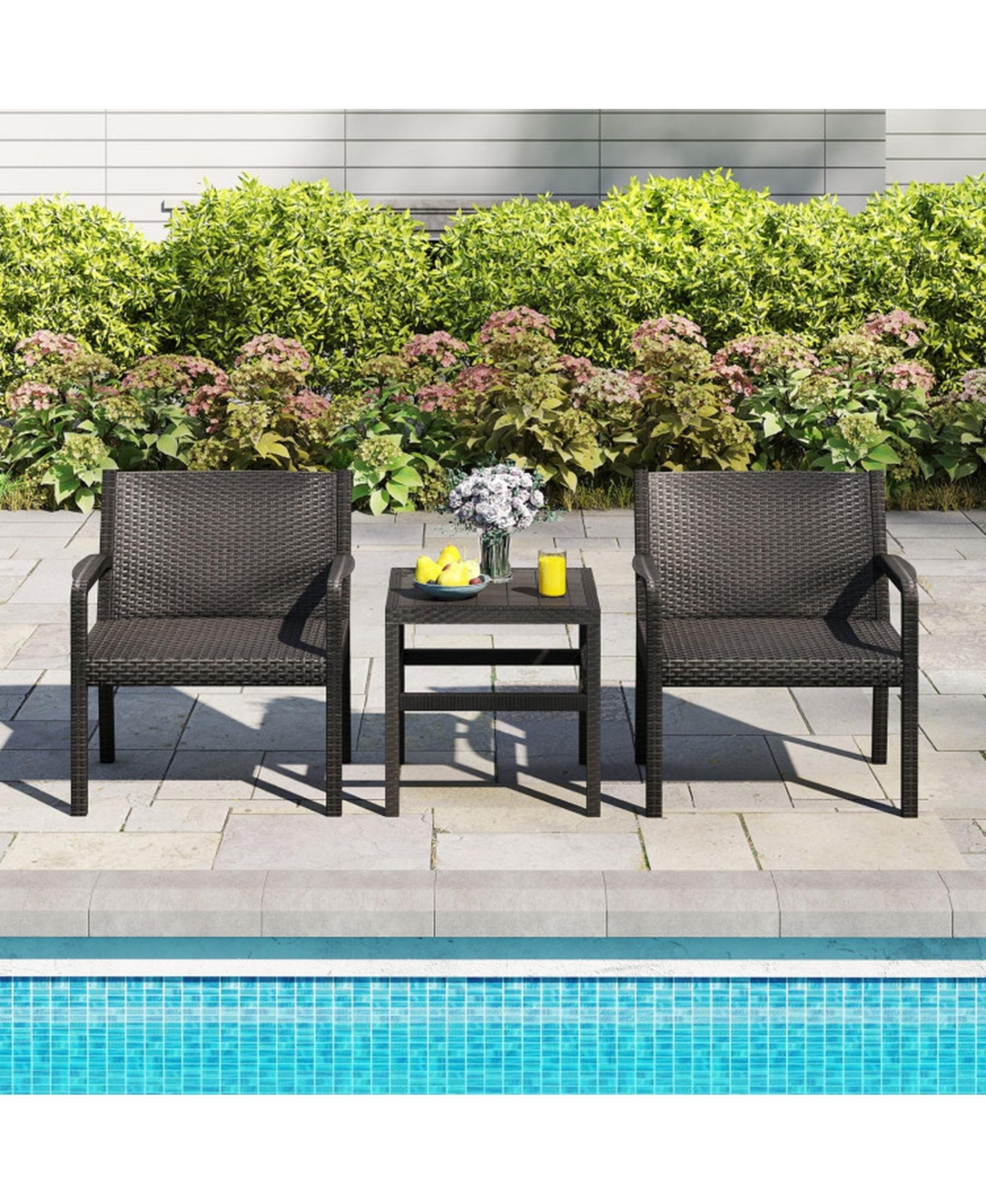 Gouun Modern Pp Rattan Armchair and Side Table Patio Set