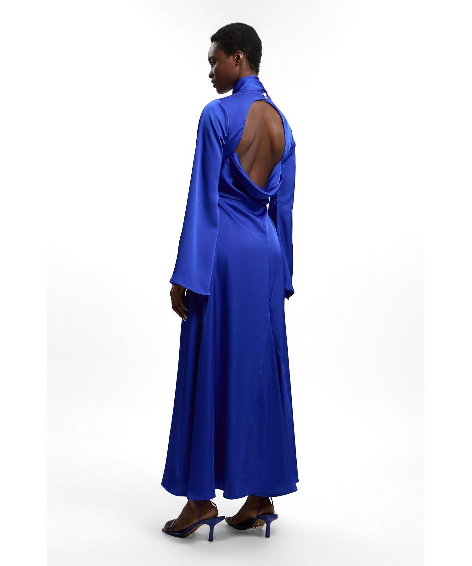 Women's High Neck Long Sleeve Maxi Dress