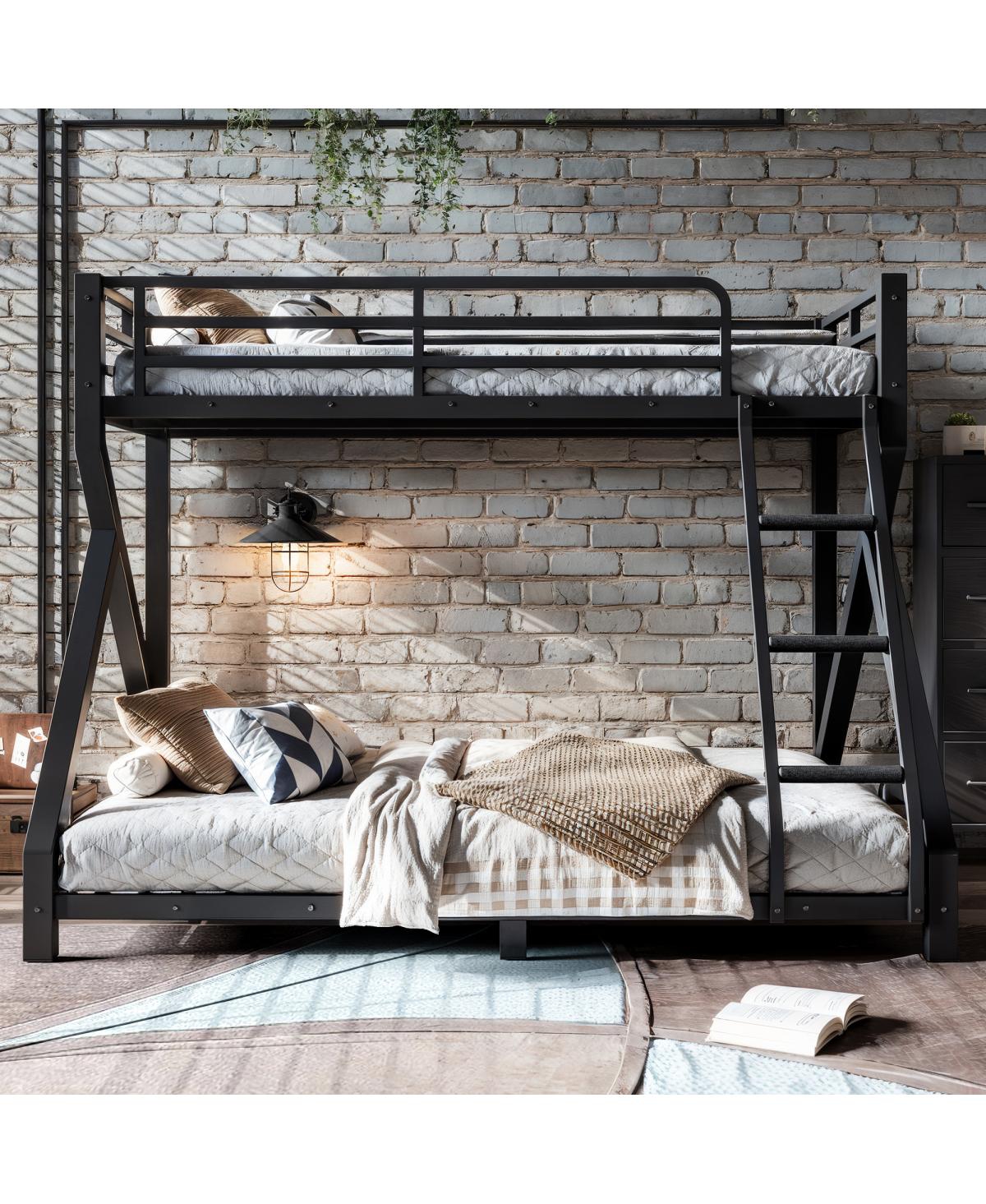 Streamdale Furniture Twin Over Full Metal Bunk Bed with Upgraded Support Slats
