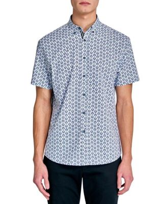 Men's Regular Fit 4-Way Stretch Performance Short Sleeve Button Down
