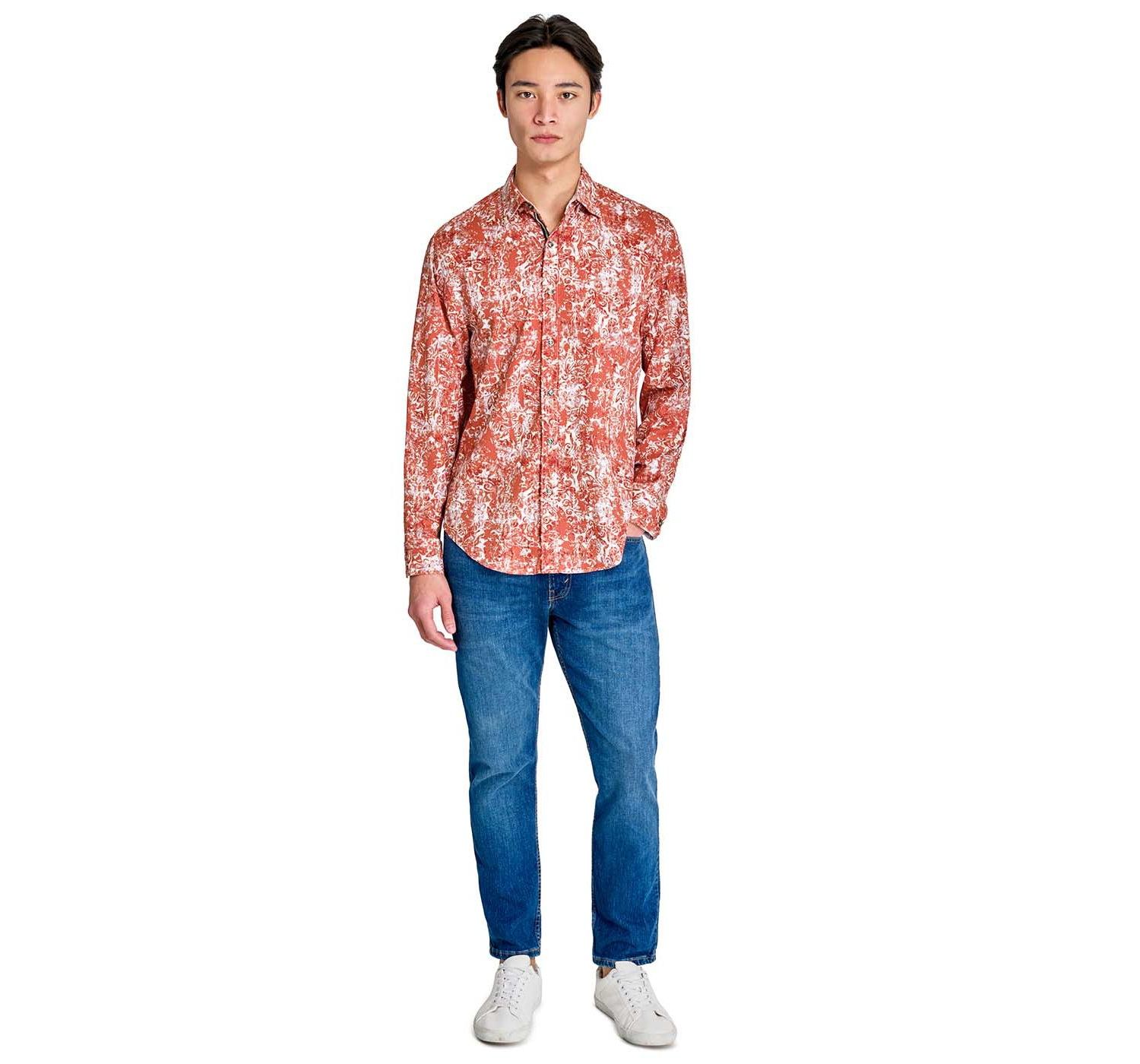 Men's Regular Fit 4-Way Stretch Performance Long Sleeve Button Down