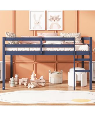 Solid Wooden Twin Loft Bed with Ladder and Strengthened