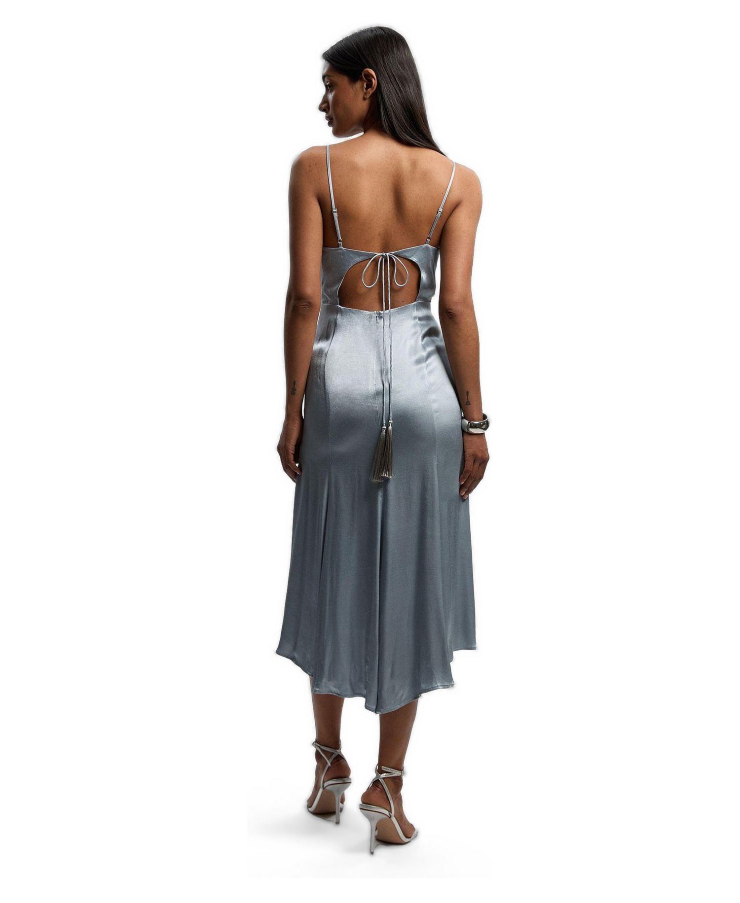 Women's Satin Strappy Midi Dress