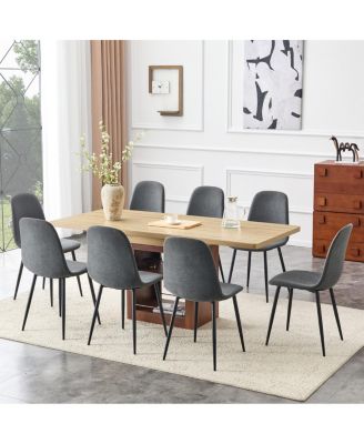 8-Piece Extendable Dining Set 59-71 inch Table with Linen Chairs
