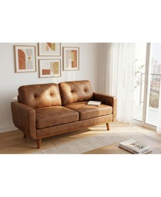 65-inch Modern Minimalist Two-Seater Sofa with Foil Fabric and Wood Legs