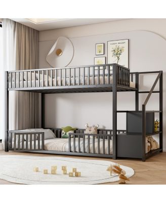 bunk bed with storage ladder