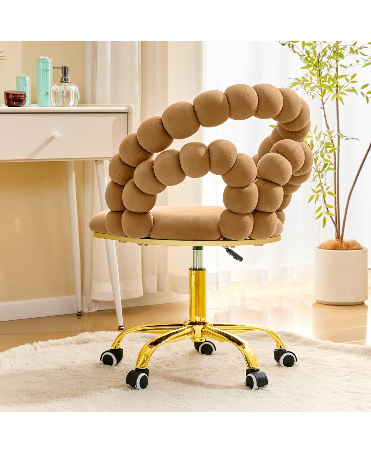 Streamdale Furniture Velvet Bubble Back Swivel Office Chair with Base
