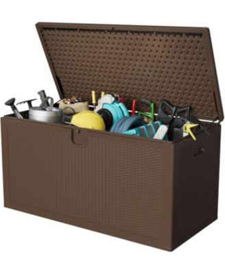 150 Gallon Outdoor Storage Box, Large Resin Deck Box with Hydraulic Air Rod