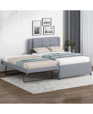 Upholstered Platform Bed with Pop-Up Trundle
