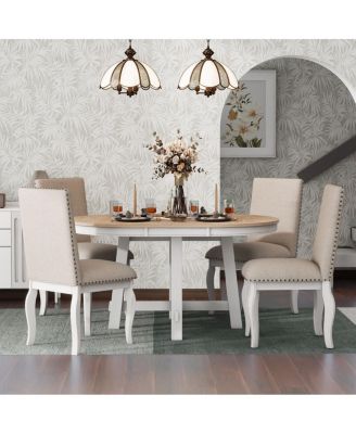 5-Piece Extendable Round Farmhouse Dining Set