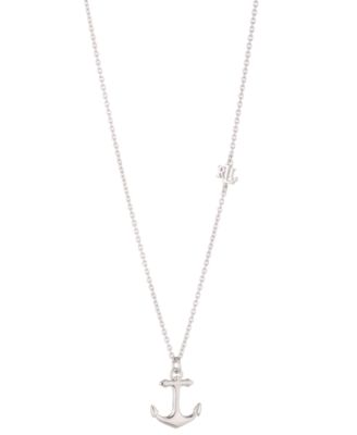 Sterling Silver-Plated Anchor Motif Necklace