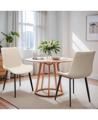 PU Leather Dining Chairs with Metal Legs Set of 2