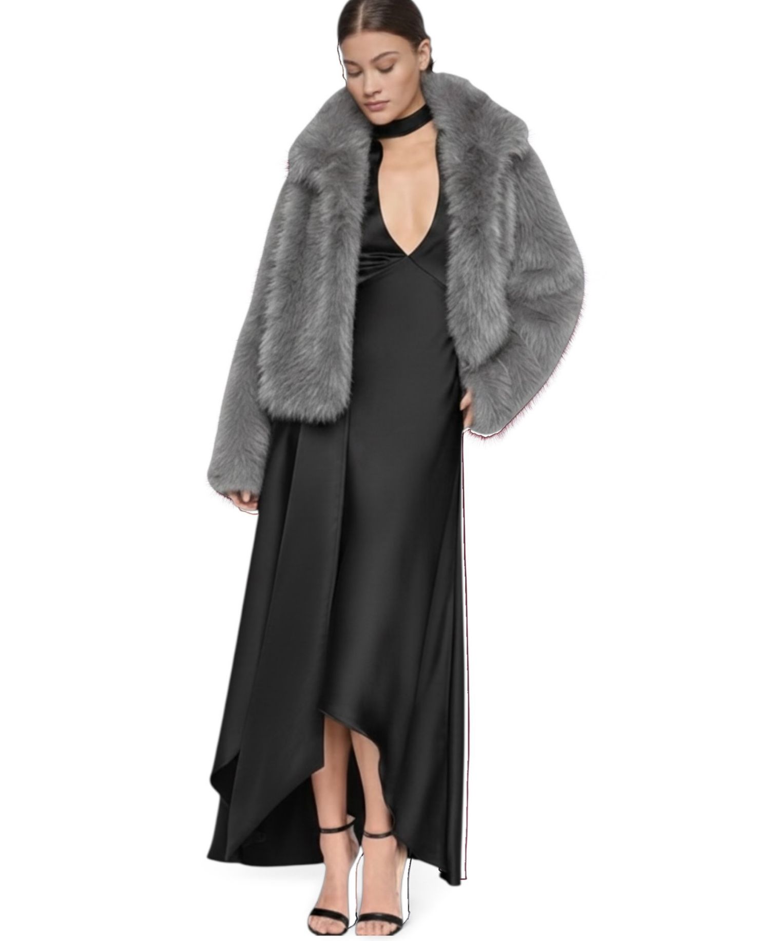 Women's Short Notch Collar Faux Fur Coat