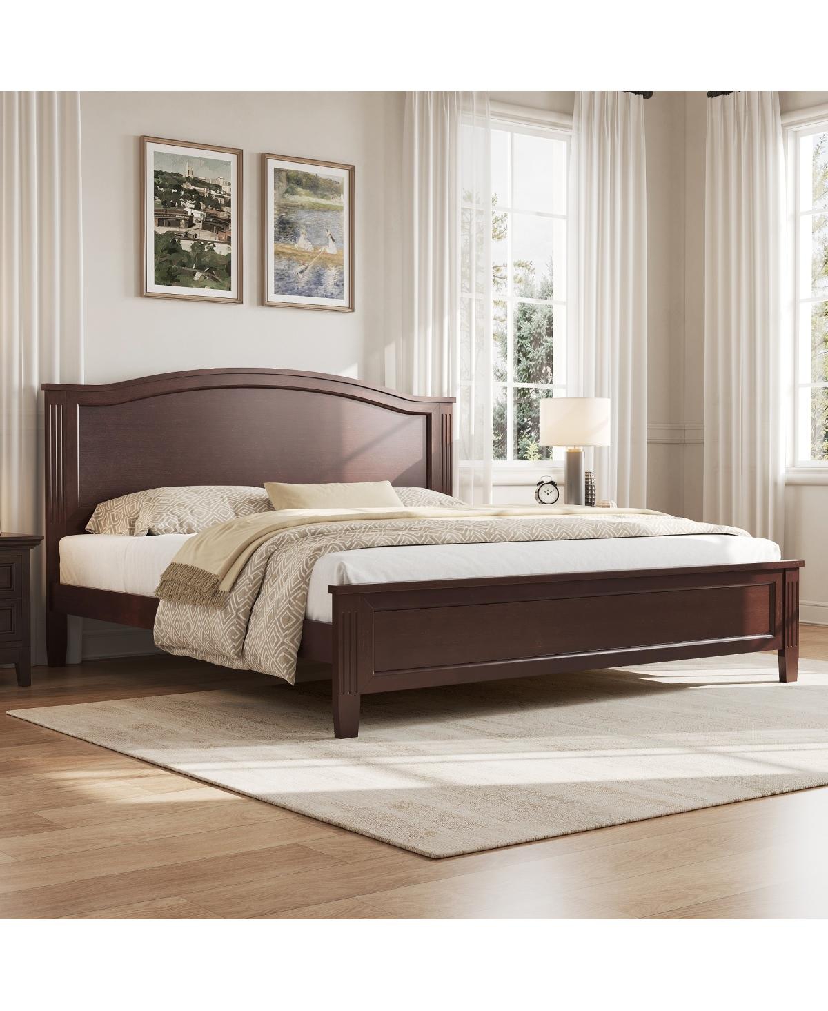 Streamdale Furniture Queen Size Platform Bed with Headboard with Wooden Slat Support Legs Espresso