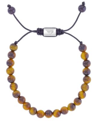 Quiksilver Mens Platinum-Plated Tiger Eye Onyx Adjustable Bracelet - PlatinumBrown 65$
