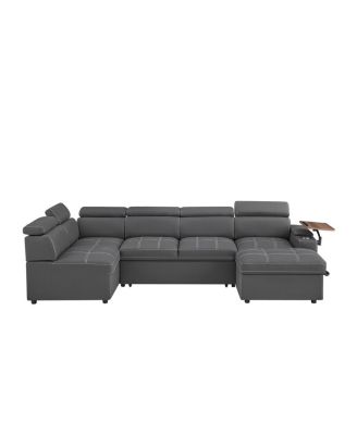 Fabric Sectional Sofa with Storage Ottoman